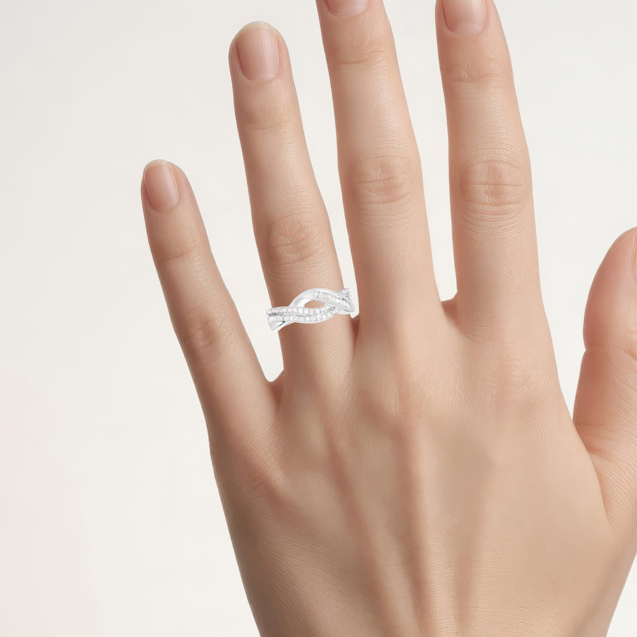 Diamond Ring 0.44 Carats Sterling Silver