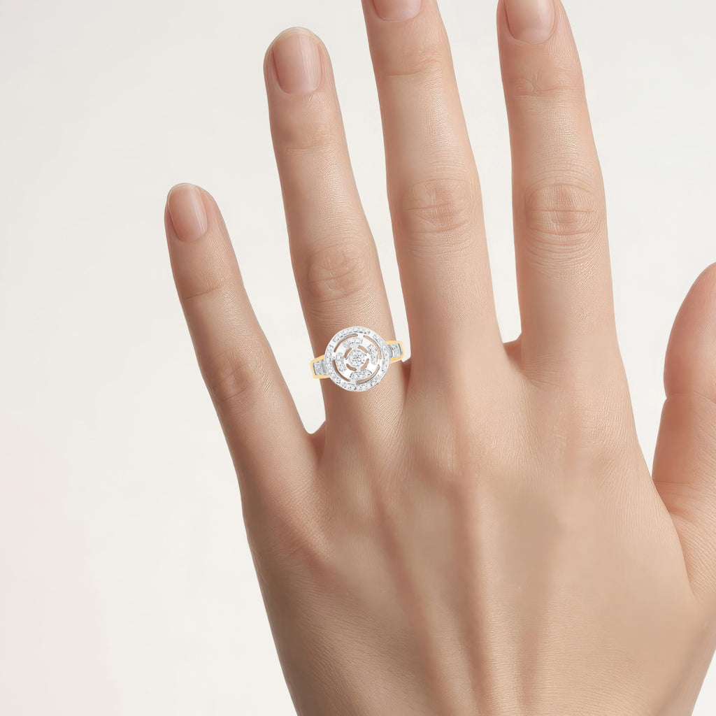 Diamond Ring 0.2 Carats Gold Plated Silver