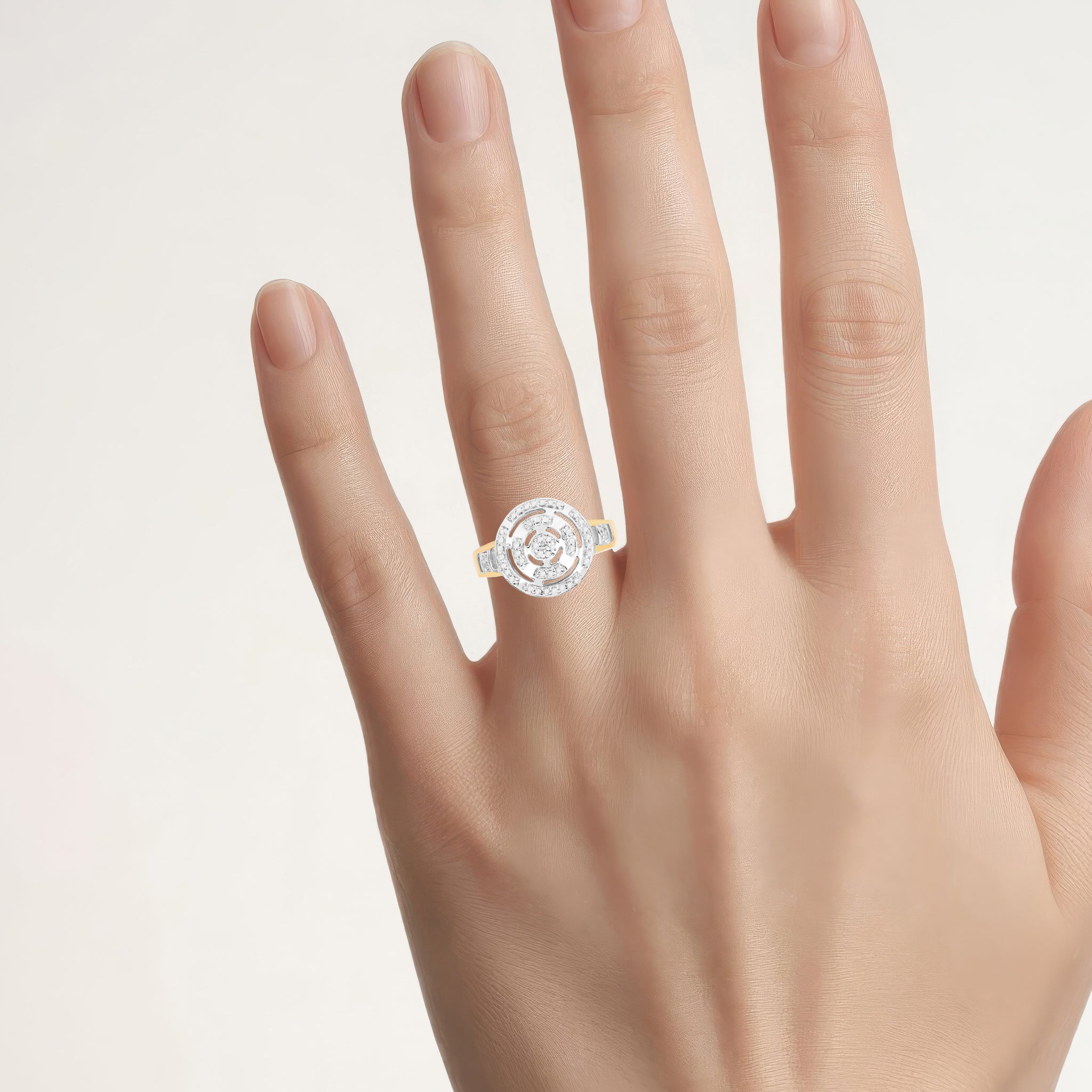 Diamond Ring 0.2 Carats Gold Plated Silver