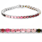 Multicolor Tourmaline Tennis Bracelet 11.1 Carats Sterling Silver