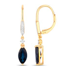 Blue Sapphire Earrings Diamonds 2.7 Carats 14K Yellow Gold