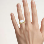 White Rainbow Moonstone Ring With White Topaz 8.02 Carats Gold Plated Silver