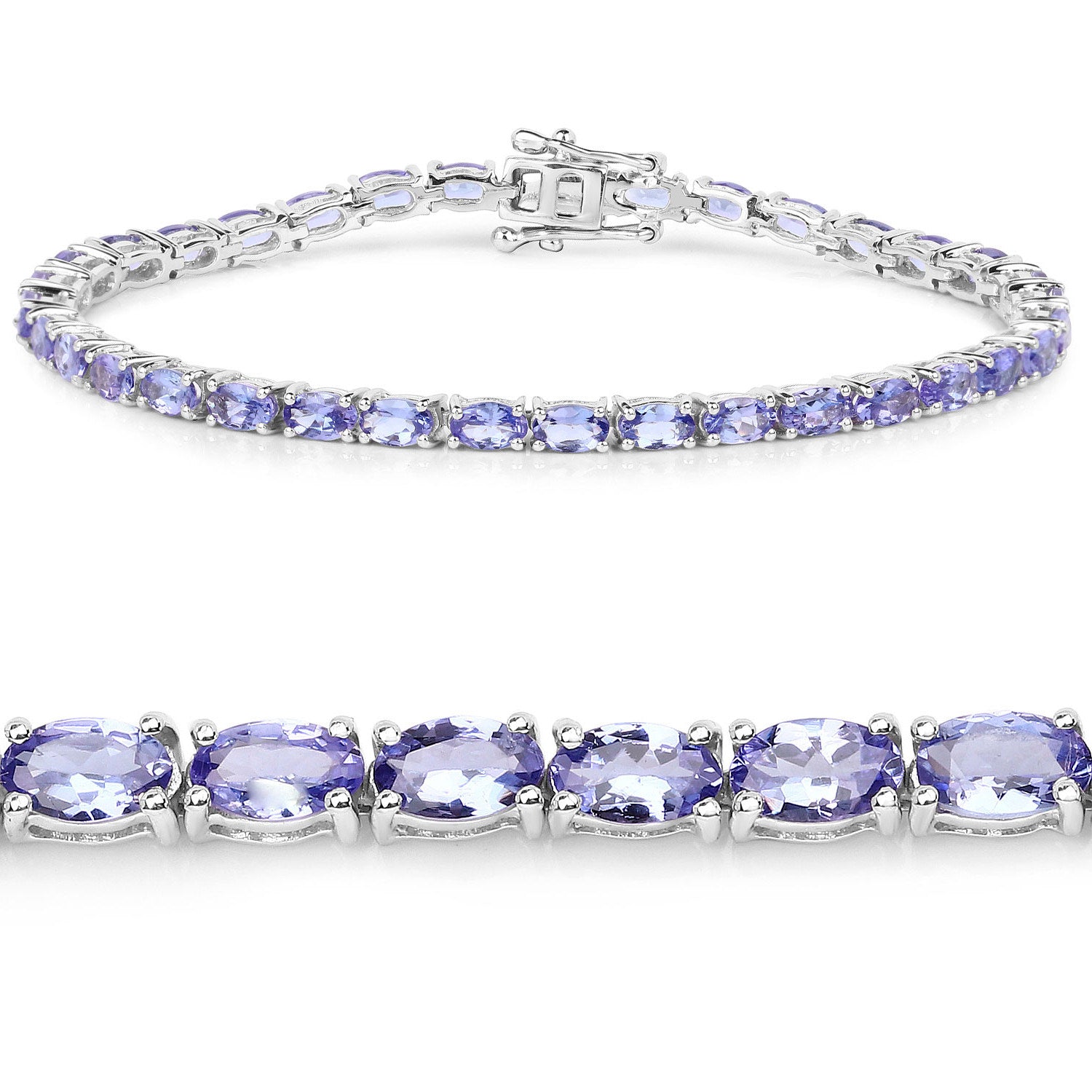 Tanzanite Tennis Bracelet 8.74 Carats Sterling Silver