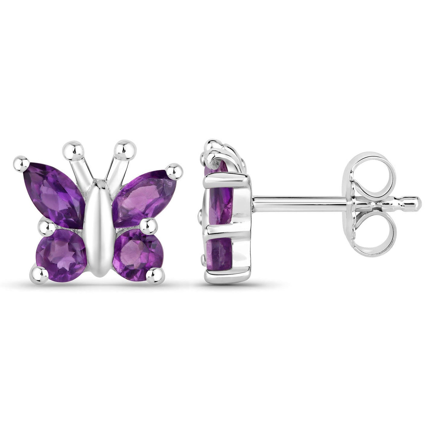 Amethyst Butterfly Earrings 0.98 Carats Sterling Silver