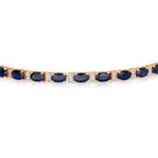 Blue Sapphire Bracelet With Diamonds 5.84 Carats 14K Yellow Gold