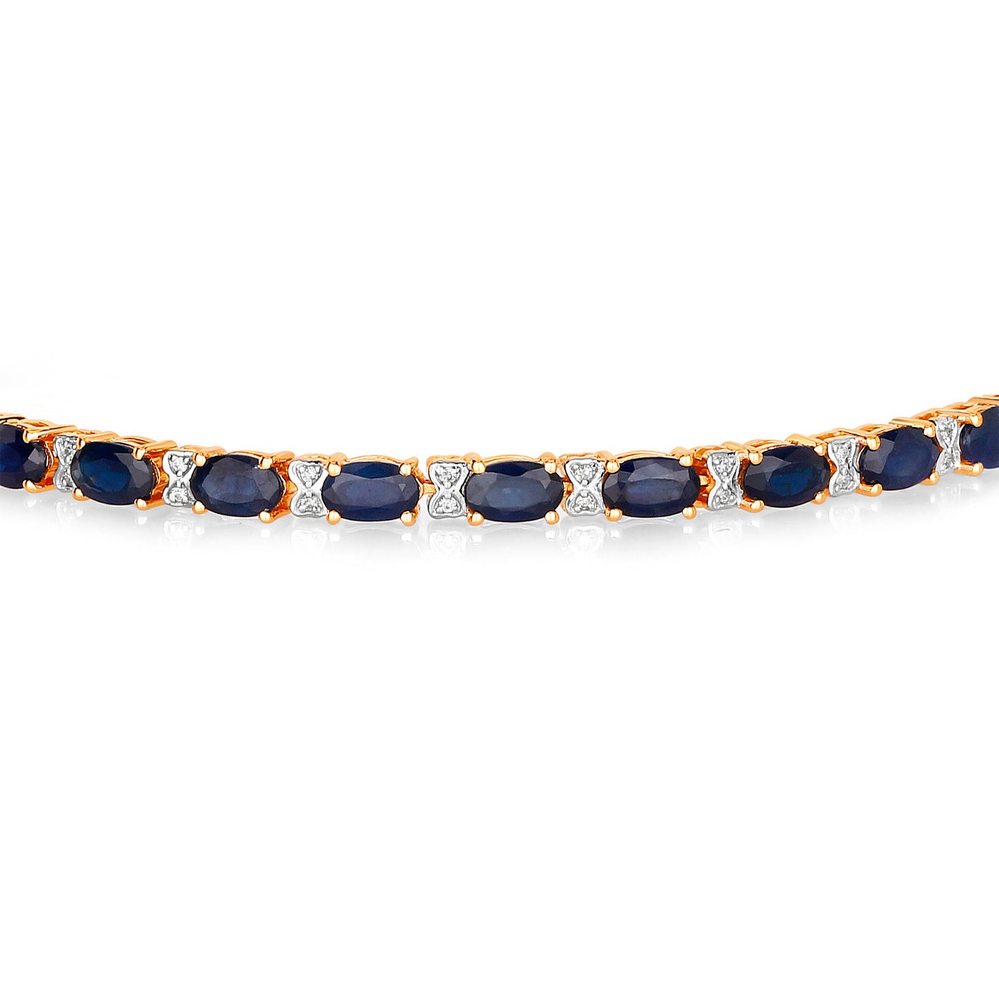 Blue Sapphire Bracelet With Diamonds 5.84 Carats 14K Yellow Gold
