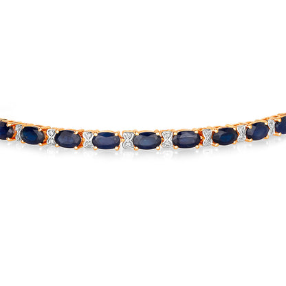 Blue Sapphire Bracelet With Diamonds 5.84 Carats 14K Yellow Gold