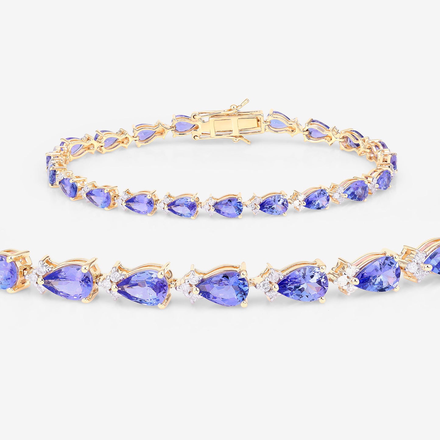 Tanzanite Tennis Bracelet Diamonds 8.2 Carats 14K Yellow Gold