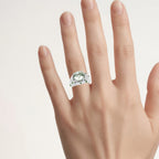 Green Amethyst Ring With Chrome Diopside 5.38 Carats Sterling Silver