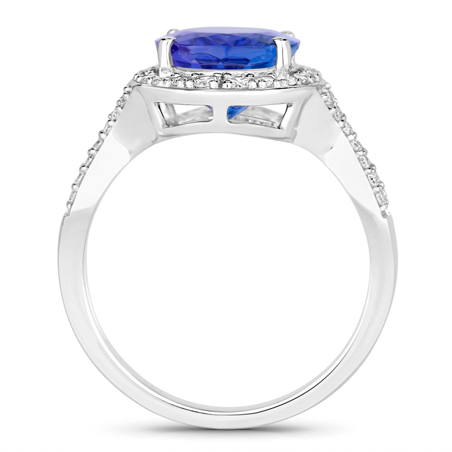 Tanzanite Ring Diamonds 4.1 Carats 14K White Gold