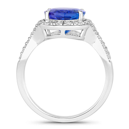 Tanzanite Ring Diamonds 4.1 Carats 14K White Gold
