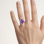 Amethyst Ring With Diamonds 7.92 Carats Sterling Silver