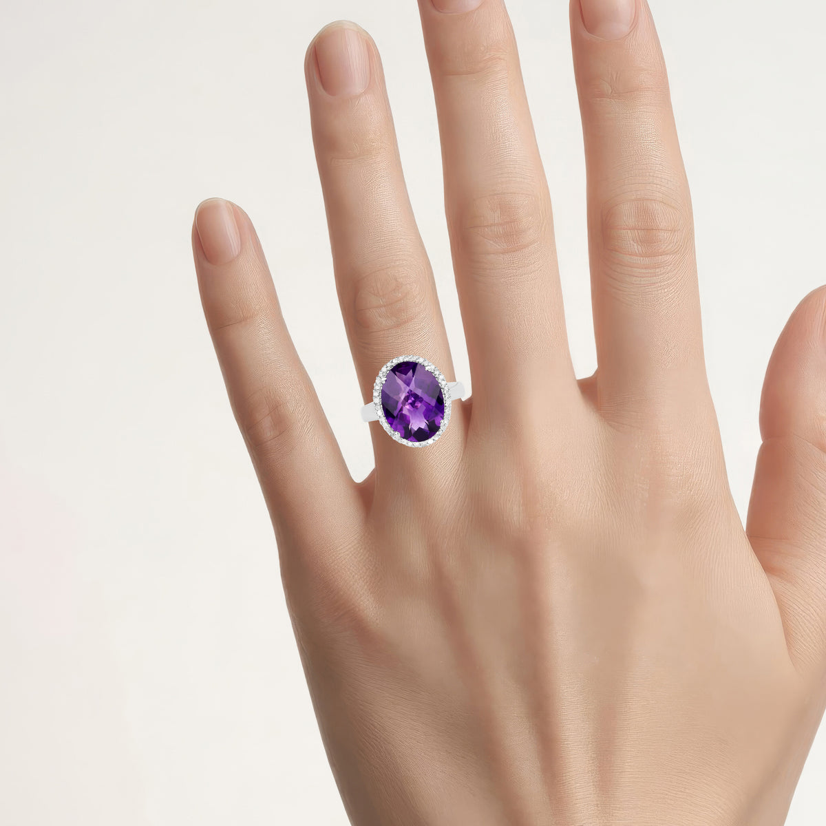 Amethyst Ring With Diamonds 7.92 Carats Sterling Silver