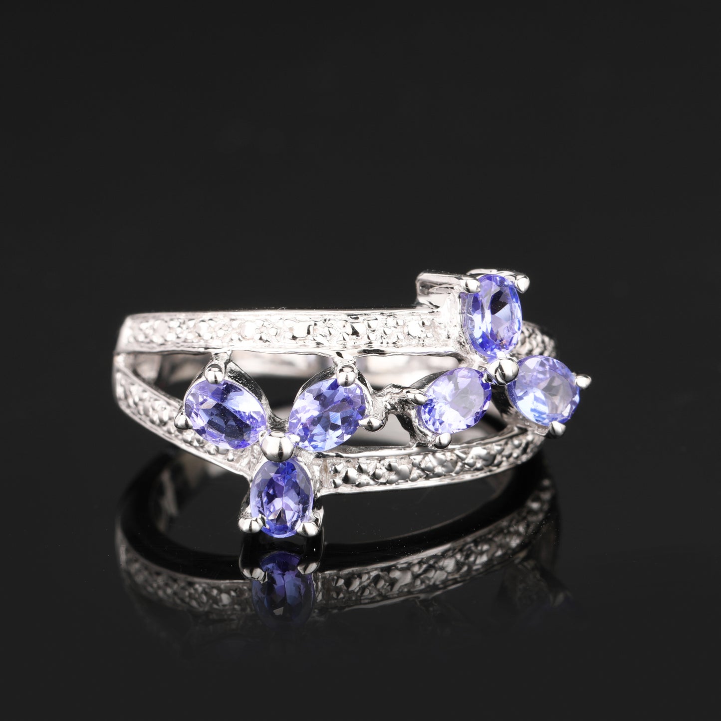 Natural Tanzanite Ring 1.02 Carats Sterling Silver