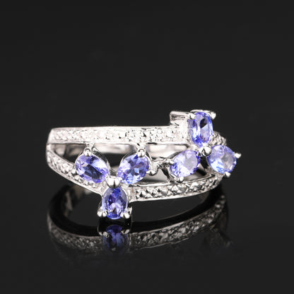 Natural Tanzanite Ring 1.02 Carats Sterling Silver