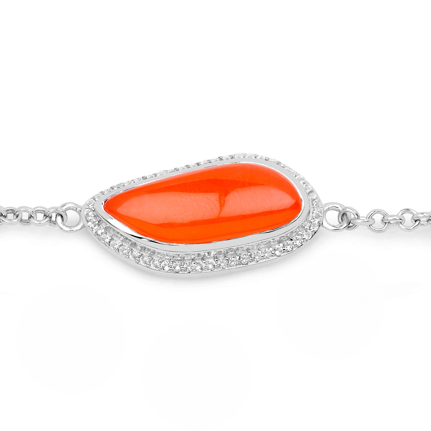 Carnelian Bracelet With White Topaz 5.46 Carats Sterling Silver