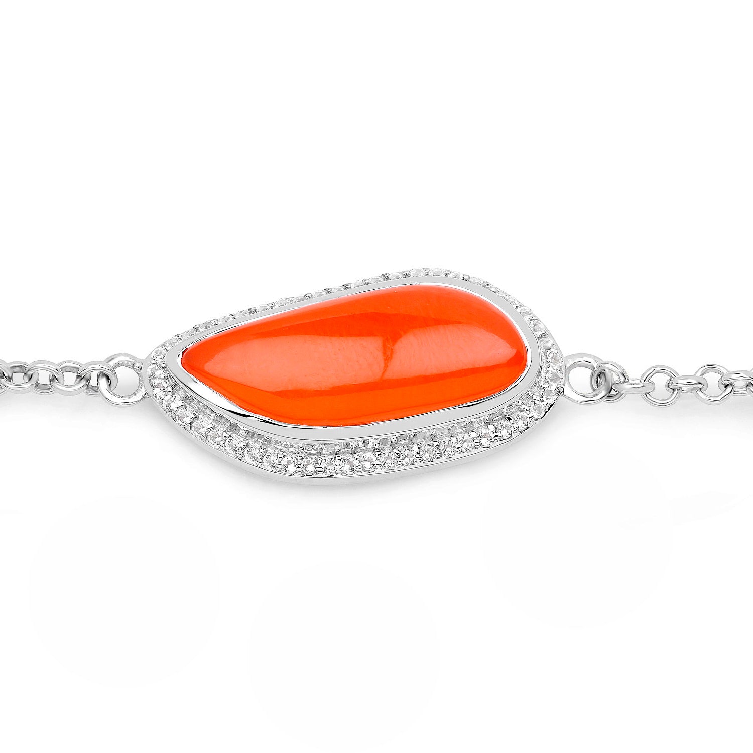 Carnelian Bracelet With White Topaz 5.46 Carats Sterling Silver