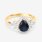 Blue Sapphire Ring With Diamonds 1.5 Carats 14K Yellow Gold