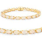 Ethiopian Opal Tennis Bracelet 5.26 Carats Gold Plated Silver