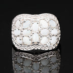 Natural Opal Ring With White Topaz 1.92 Carats Sterling Silver