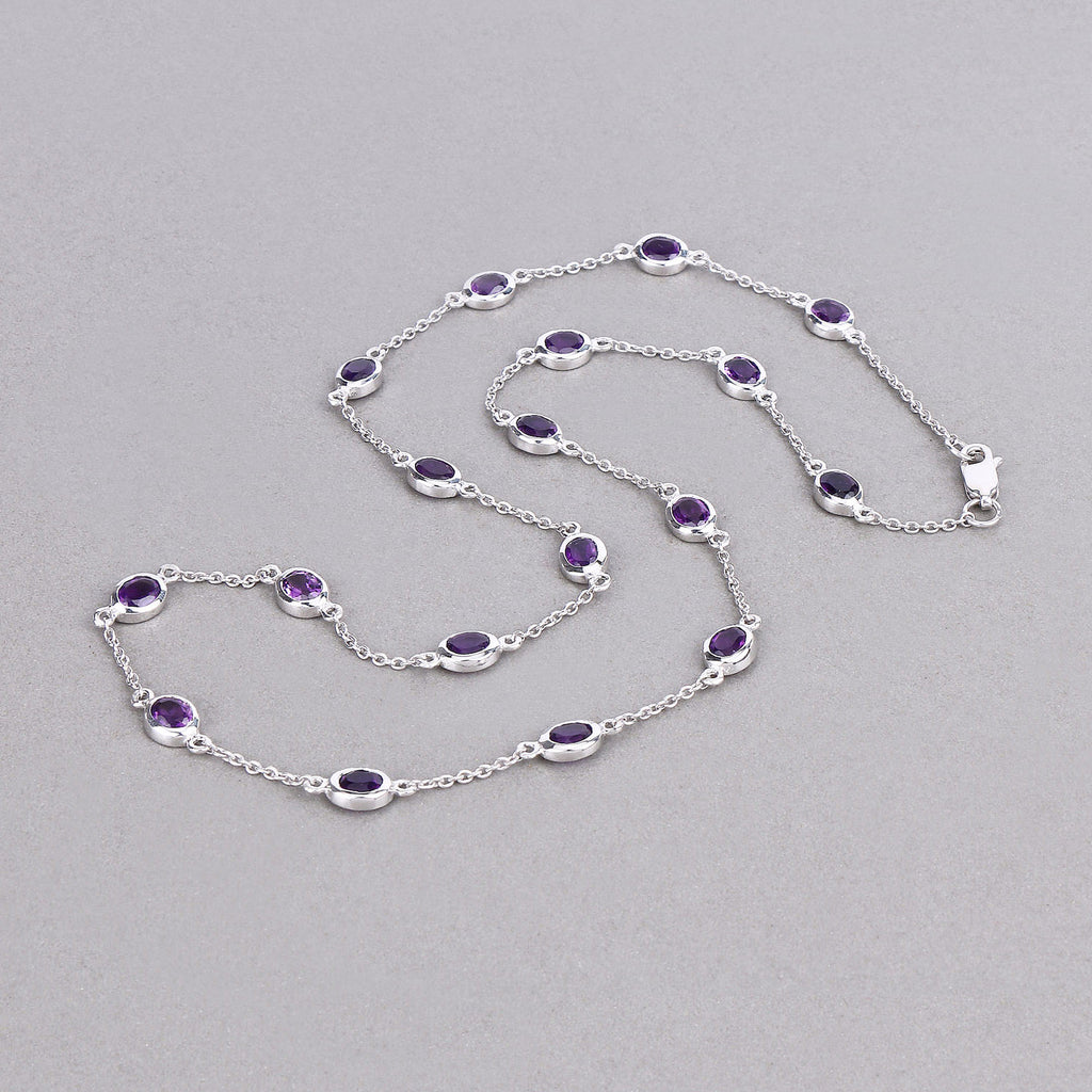 Amethyst Necklace 6.1 Carats Sterling Silver