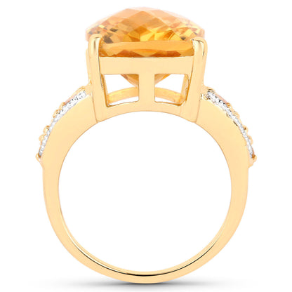 Citrine Cocktail Ring 8.50 Carats 14K Yellow Gold Plated Silver