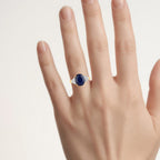Blue Sapphire Ring With Diamonds 4.42 Carats 14K Yellow Gold