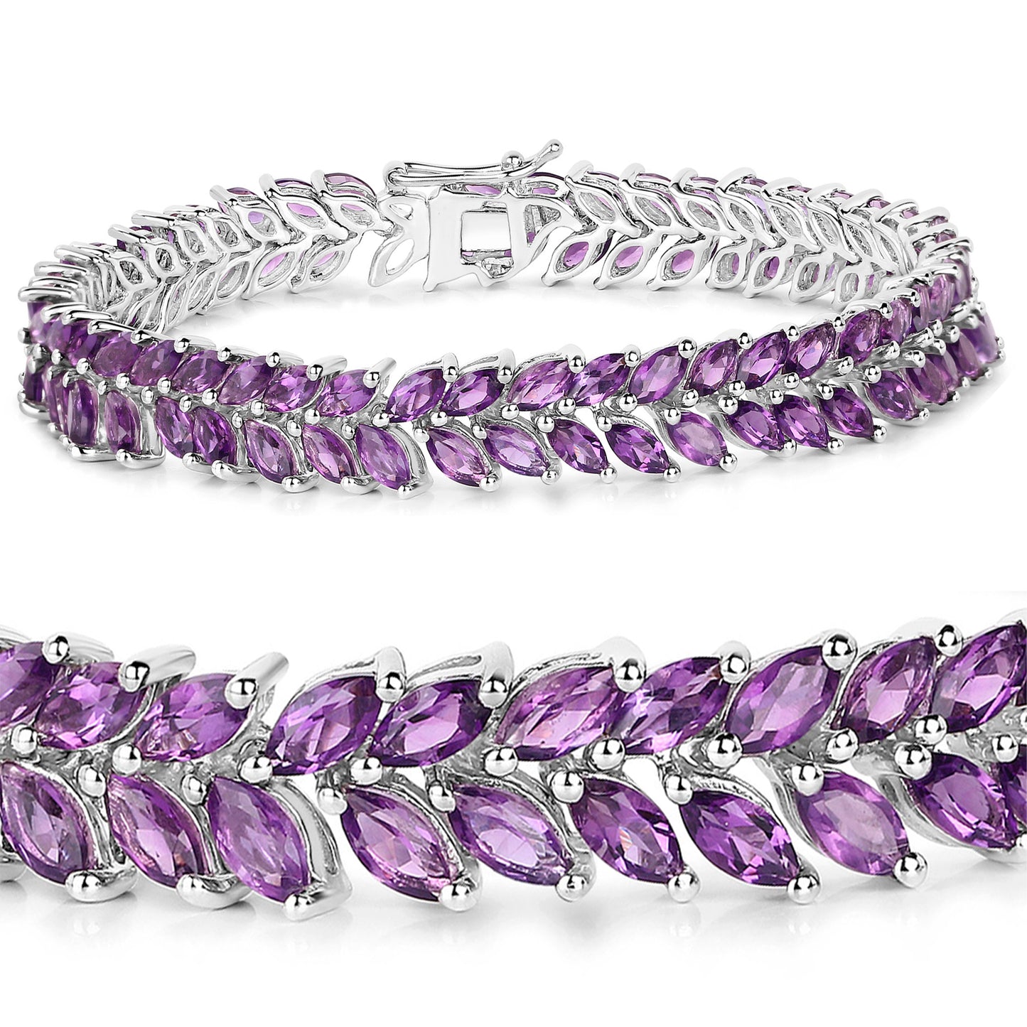 Amethyst Tennis Bracelet 13.7 Carats Sterling Silver