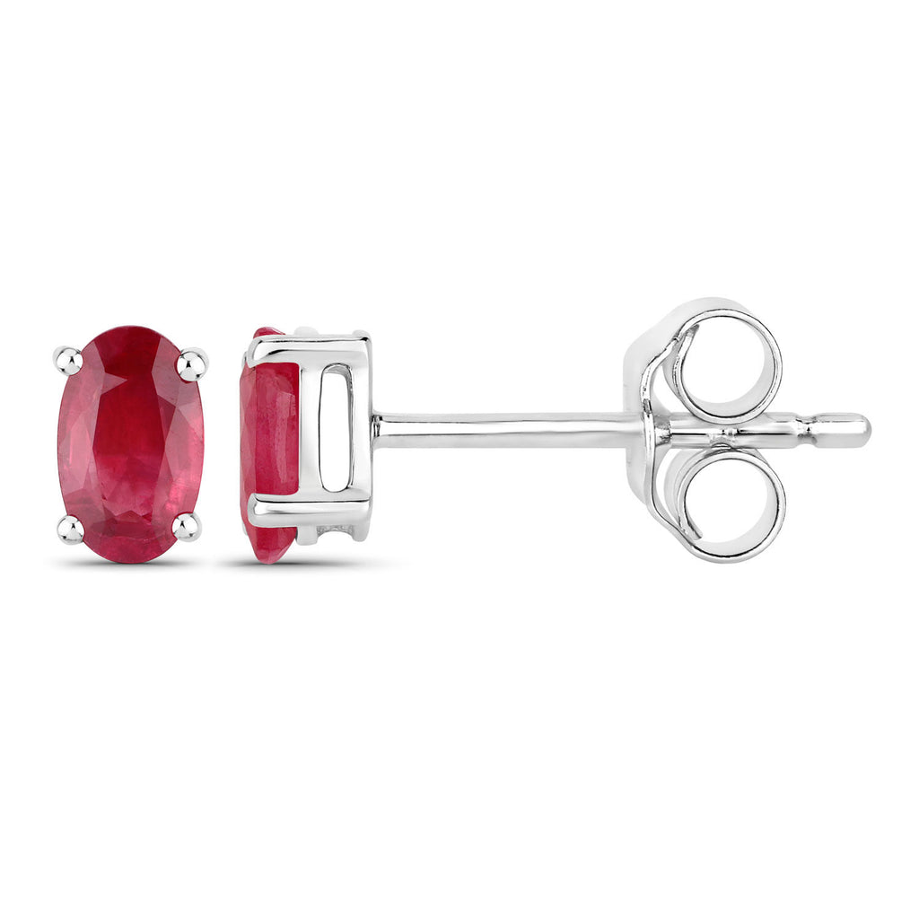 Ruby Stud Earrings 0.52 Carats 14K White Gold