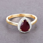 Ruby Ring With Diamonds 1.28 Carats 14K Yellow Gold