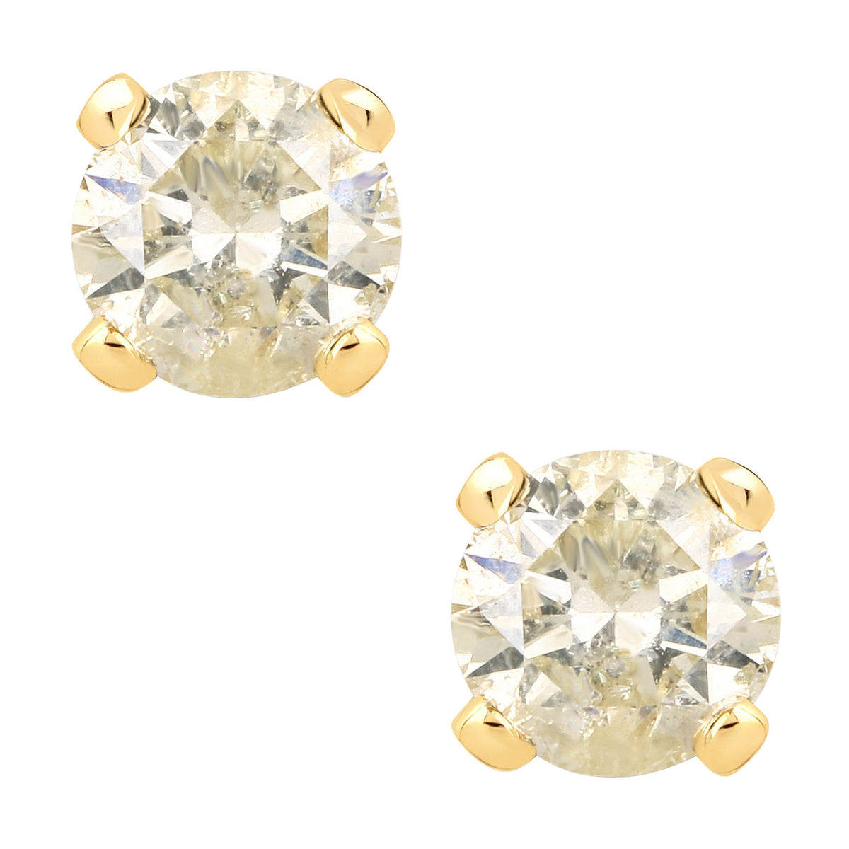 Diamond Stud Earrings 0.96 Carats 14K Yellow Gold