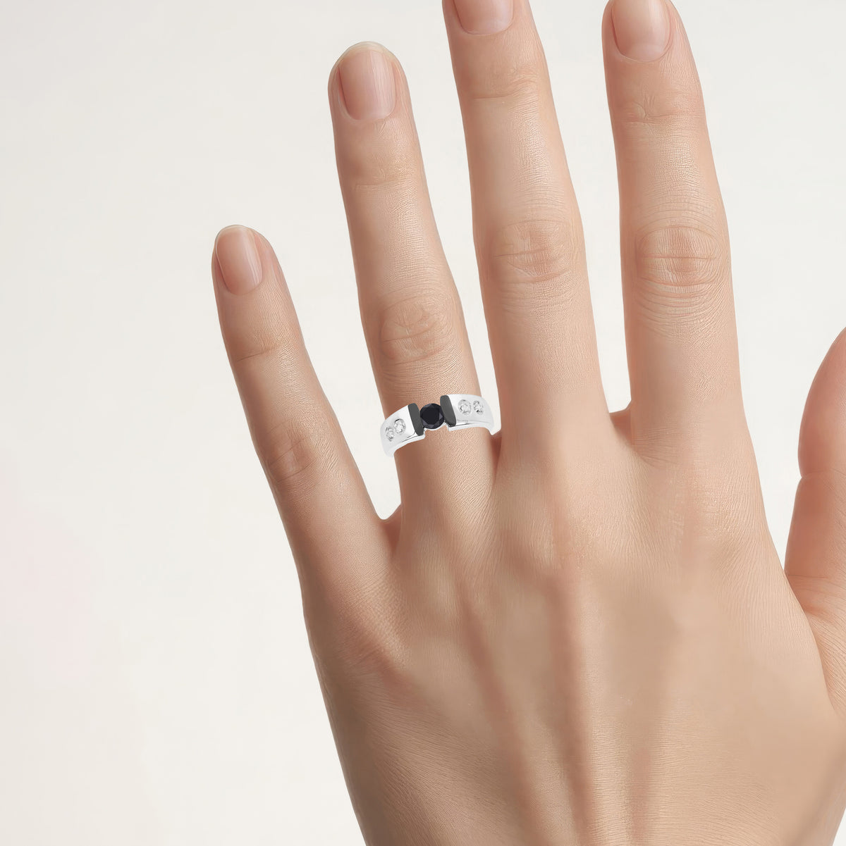Multicolor Diamond Ring 0.52 Carats Sterling Silver