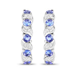 Tanzanite Hoop Earrings With White Topaz 1.04 Carats Sterling Silver
