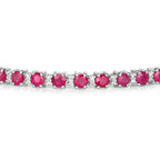 Ruby Bracelet With Diamonds 5.52 Carats 14K White Gold