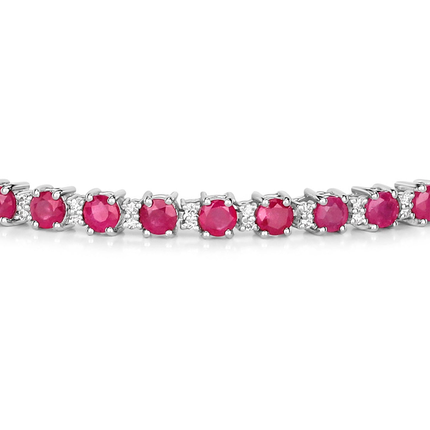Ruby Bracelet With Diamonds 5.52 Carats 14K White Gold