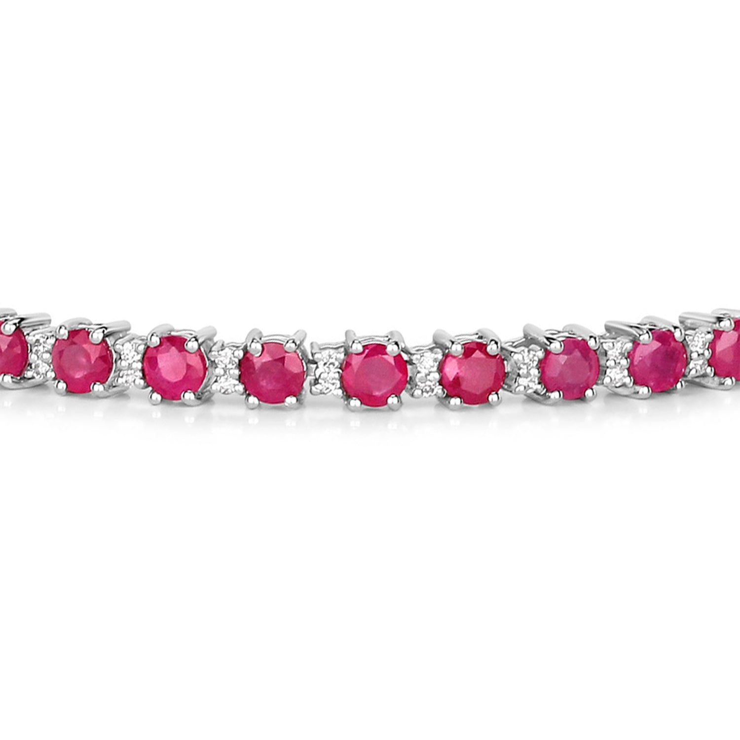 Ruby Bracelet With Diamonds 5.52 Carats 14K White Gold