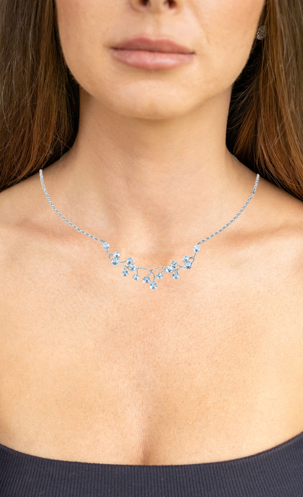 Blue Topaz Necklace 7.32 Carats Sterling Silver
