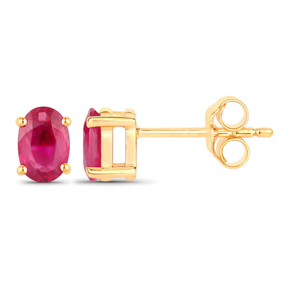 Ruby Earrings 1.02 Carats 14K Yellow Gold