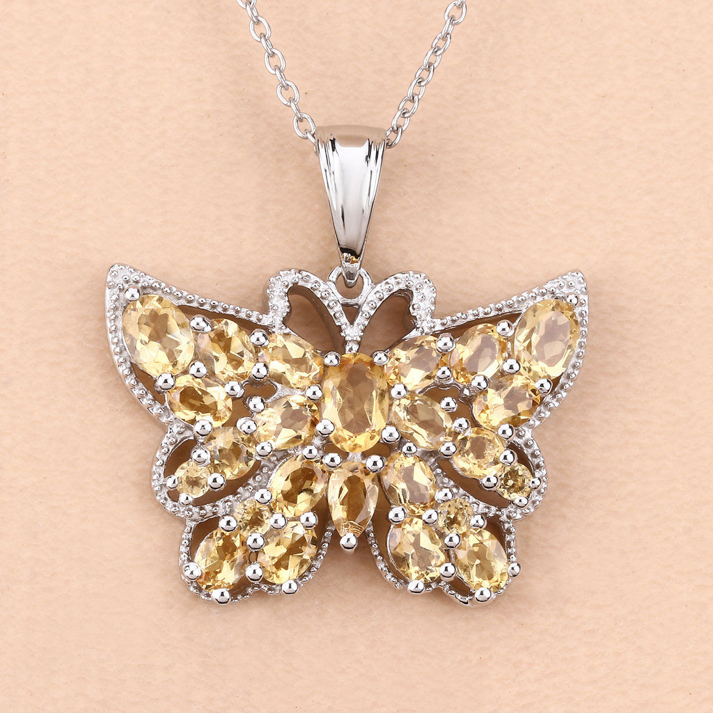 Citrine Pendant 3.78 Carats Sterling Silver