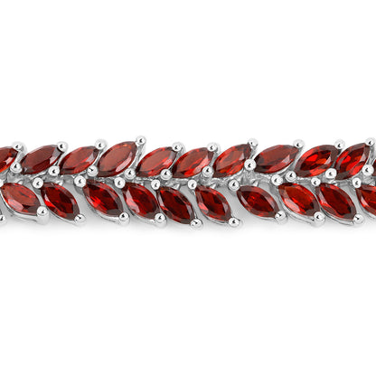 Garnet Bracelet 18.4 Carats 18K White Gold Plated Silver