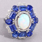 Opal Ring With Kyanite 10.4 Carats Sterling Silver