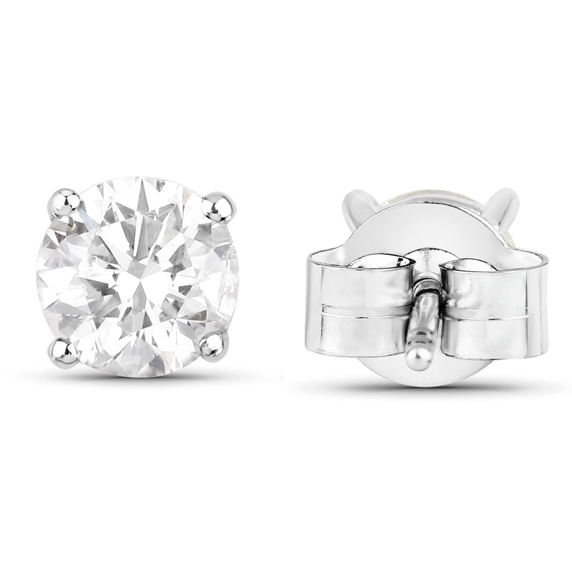 Diamond Stud Earrings 0.52 Carats 14K White Gold