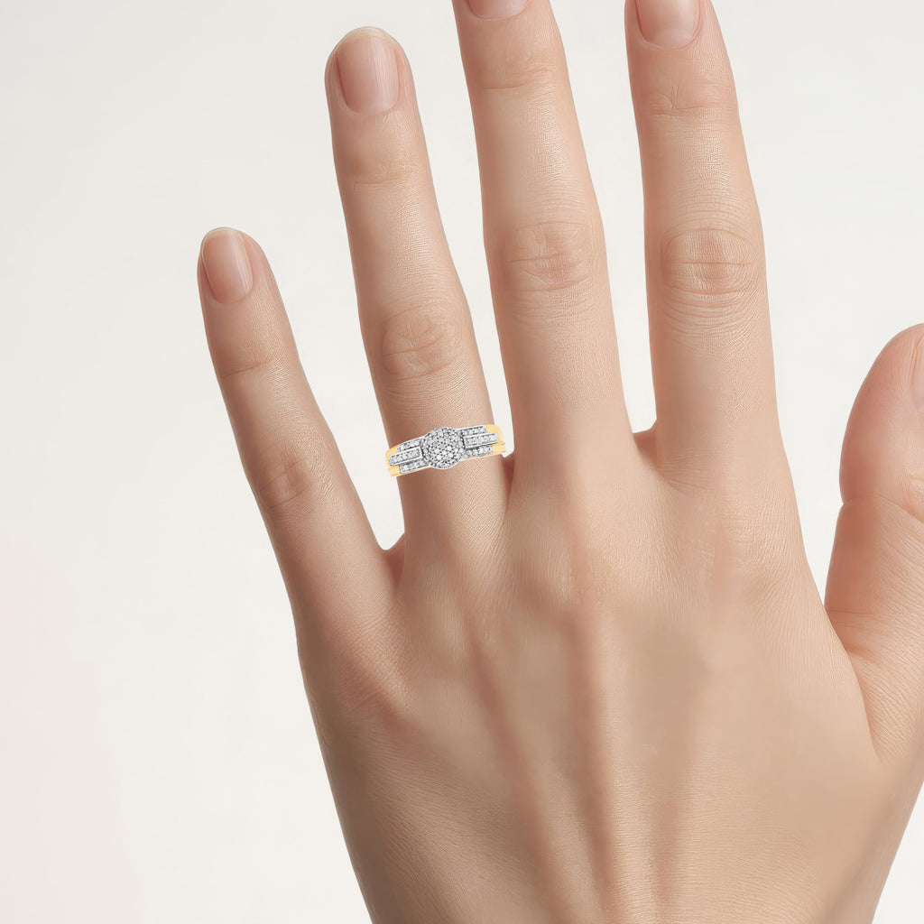 Diamond Ring 0.28 Carats Gold Plated Silver
