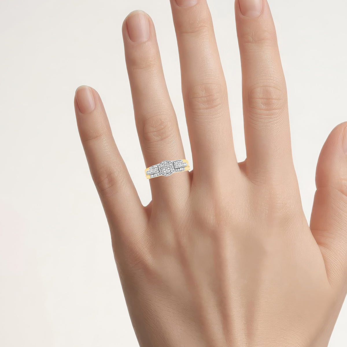 Diamond Ring 0.28 Carats Gold Plated Silver