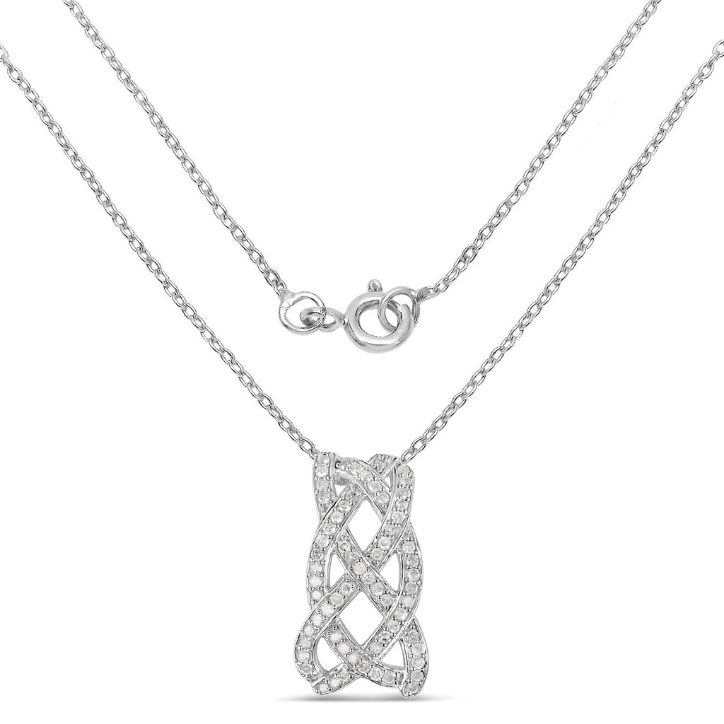 Diamond Infinity Knot Pendant 0.53 Carats Sterling Silver