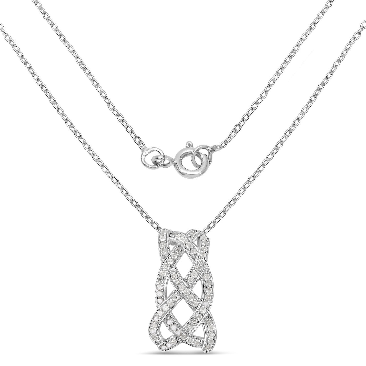 Diamond Infinity Knot Pendant 0.53 Carats Sterling Silver