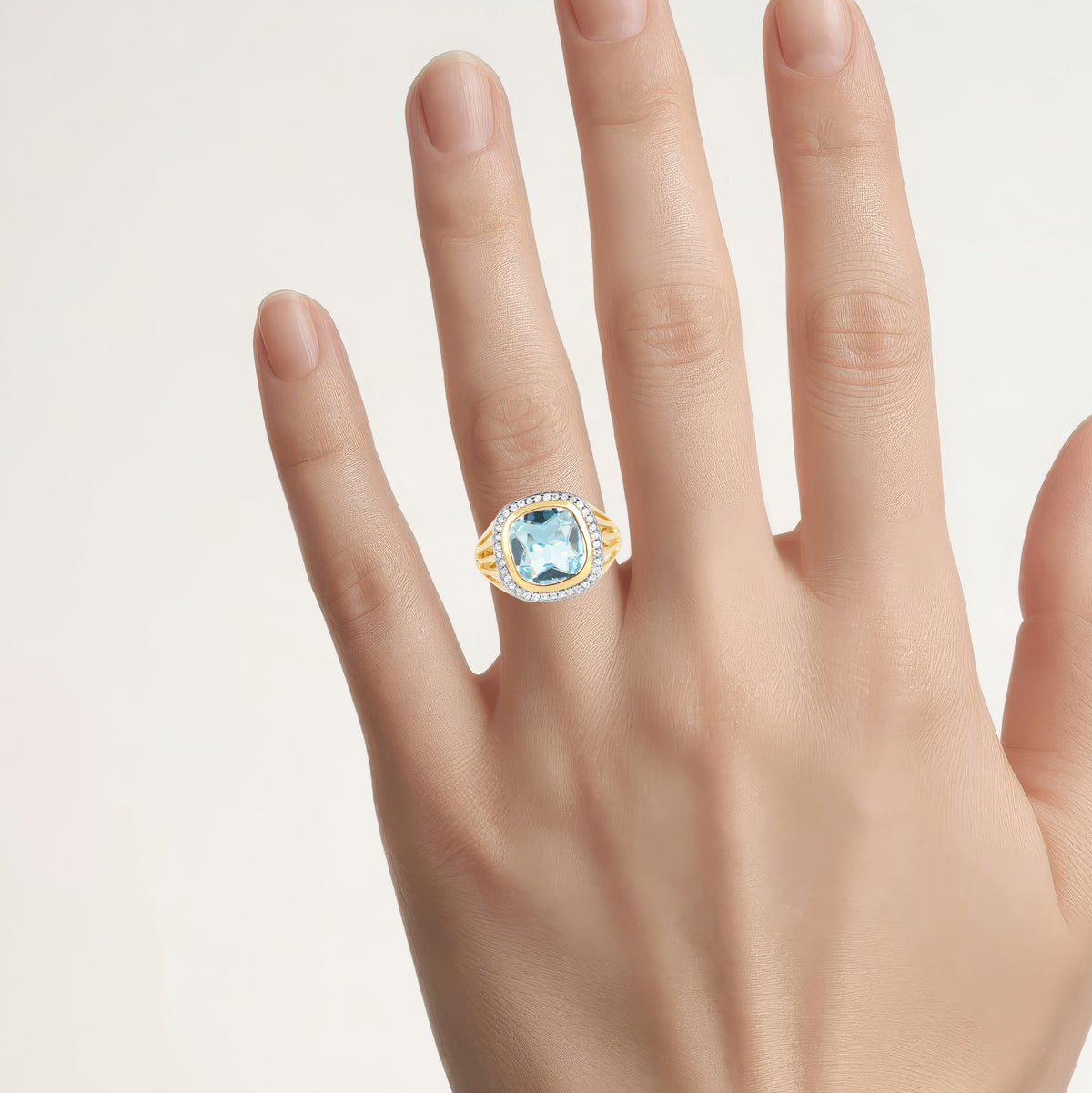 Multicolor Topaz Ring 4.62 Carats Gold Plated Silver