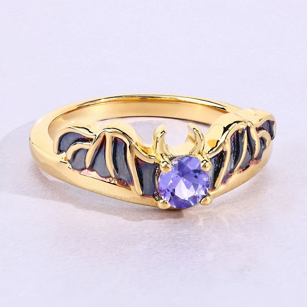 Tanzanite Bat Ring 0.22 Carats Gold Plated Silver