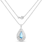 Swiss Blue Topaz Pendant 7.18 Carats Sterling Silver