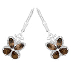 Smoky Quartz Butterfly Earrings 2.16 Carats Sterling Silver